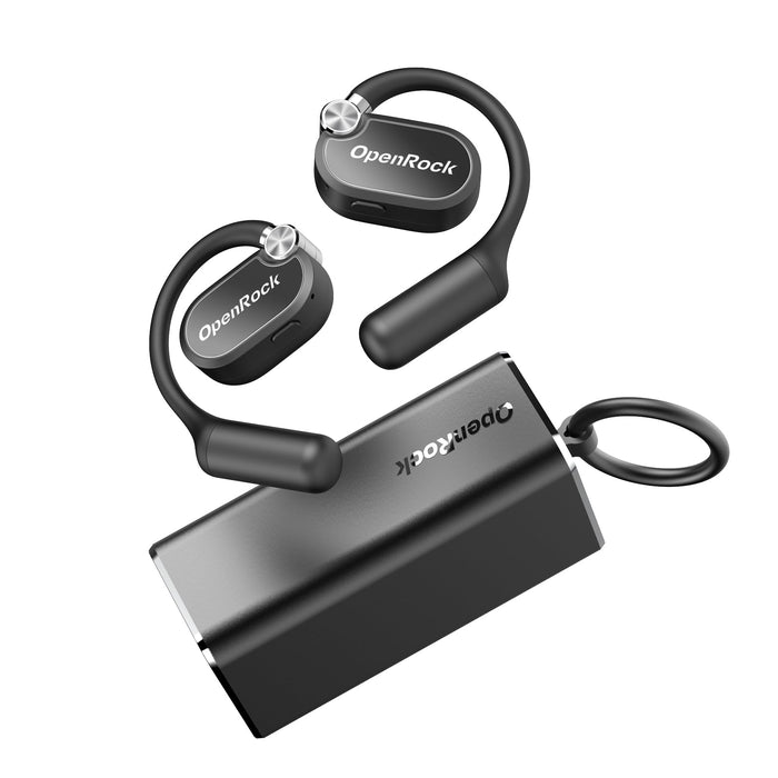 OneOdio OpenRock X – Open Ear True Wireless-Kopfhörer, Sport-Ohrhörer, Bluetooth 5.3, starker Bass, 4-Mikrofon-ENC, verbesserte verstellbare Silikon-Ohrbügel, 48 Stunden Spielzeit, schweißresistent, Smart-App, kompatibel mit iPhone und Android