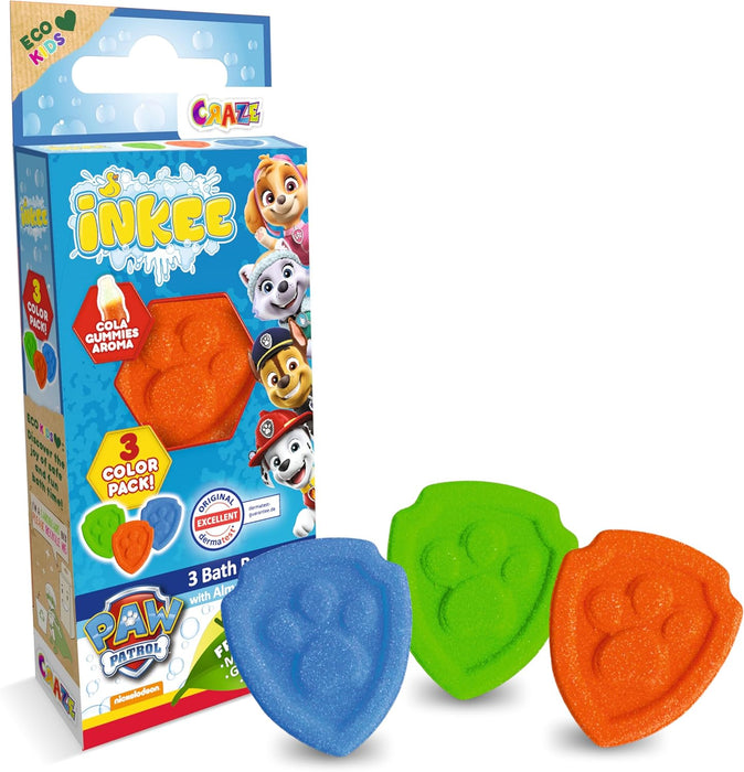 INKEE 10 Mini Packs Paw Patrol Bath Bombs: 3 Kids Bath Bombs, Strawberry Flavour, Children's Bath Toys - Great Gift Set for Kids 1 count (Pack of 10) Paw Patrol