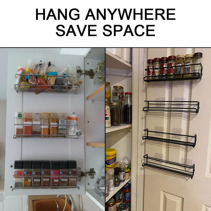 2-Pack Metal Wall-Mounted Spice Rack – Single-Layer Carbon Steel Hanging Organiser