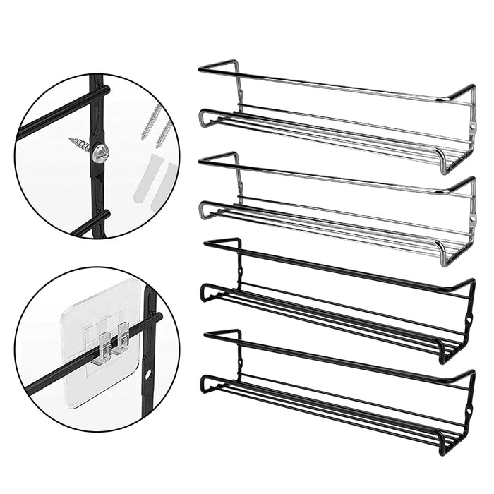 Metal Kitchen Hanging Racks 2-Pack — Wall-Mounted Single-Layer Spice Shelves