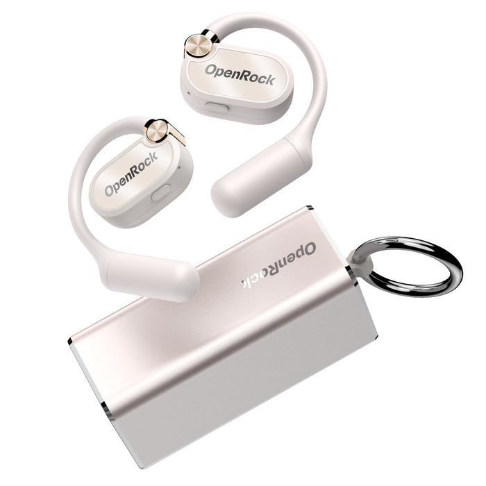 OneOdio OpenRock X – Open Ear True Wireless-Kopfhörer, Sport-Ohrhörer, Bluetooth 5.3, starker Bass, 4-Mikrofon-ENC, verbesserte verstellbare Silikon-Ohrbügel, 48 Stunden Spielzeit, schweißresistent, Smart-App, kompatibel mit iPhone und Android