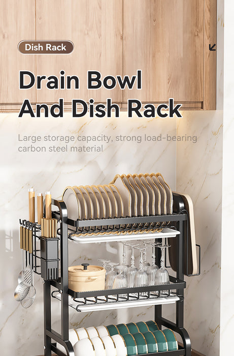 2/3-Tier Stainless Steel Dish Rack with Utensil Holder — Compact Rustproof Countertop Drainer