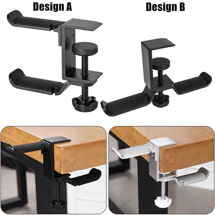 PC Gaming Aluminium Dual Headset Stand — Under-Desk Clamp with Adjustable Rotating Arm