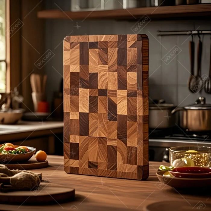 Thick Acacia Double‑Sided Checkerboard Cutting Board – Non‑slip Solid Wood
