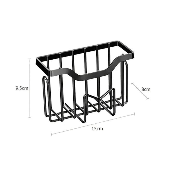Sponge Holder for Kitchen Sink — Stainless Steel Sink Caddy with Adhesive Hook