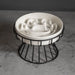 Elevated Ceramic Slow Feeder Bowl — Anti‑Choking Maze with Iron Stand
