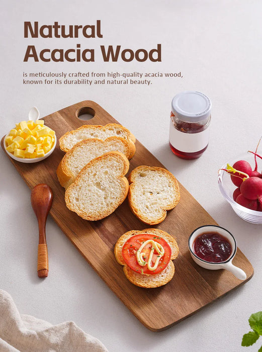 Acacia Wood Chopping & Charcuterie Board — Decorative Wooden Serving Board