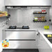 40cm Wall-Mounted Hanging Spice & Pot Rack — Black Metal Kitchen Shelf with Hooks