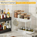 Double-Layer Pull-Out Storage Rack with 5 Hooks — PP Drawer Organiser for Kitchen & Bathroom