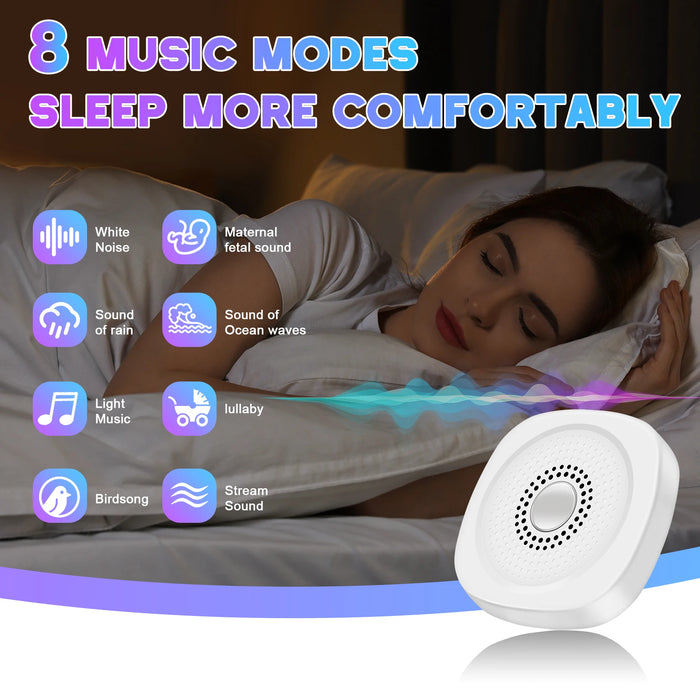 Portable White Noise Sound Machine — 8 Soothing Sounds, USB Rechargeable with Sleep Timer