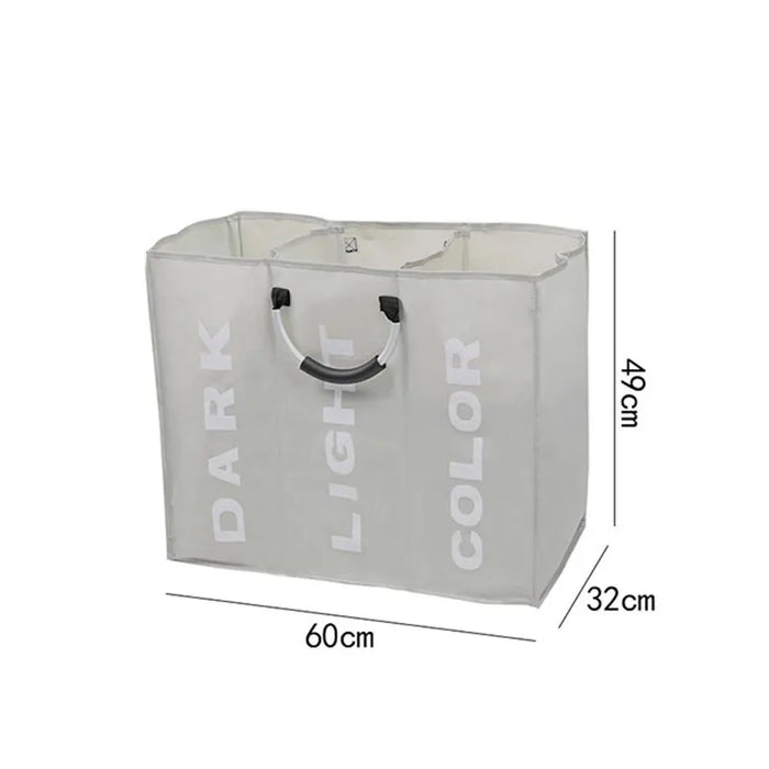 3-Compartment Foldable Laundry Hamper Bag – Waterproof Oxford Fabric