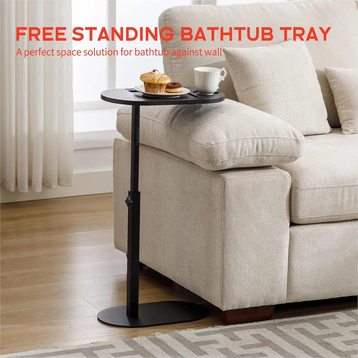 Bamboo Bathtub Side Tray – Height Adjustable Freestanding Bath Caddy