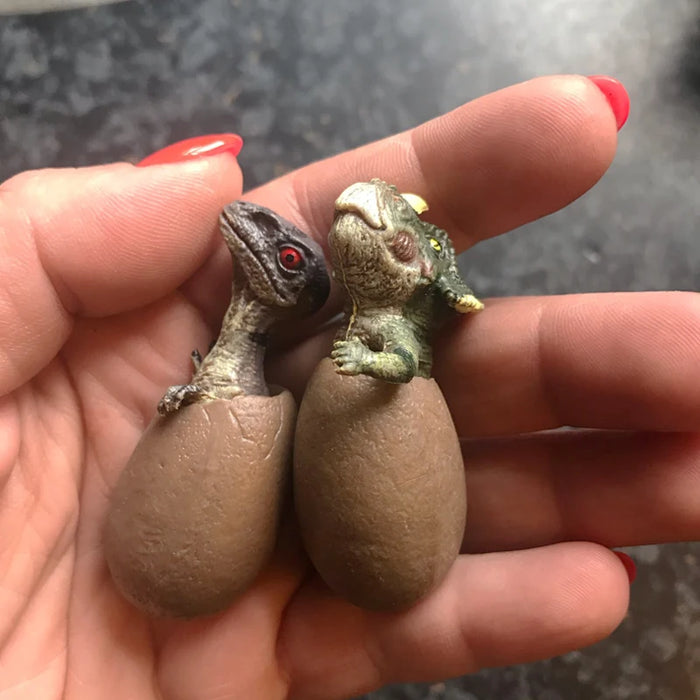 3PCS Hatching Dinosaur Eggs – T‑Rex, Triceratops & Raptor PVC Model Set