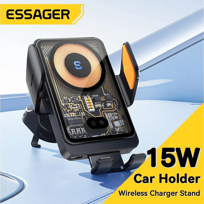 15W Qi Wireless Car Charger Vent Mount — Phone Holder for iPhone & Samsung