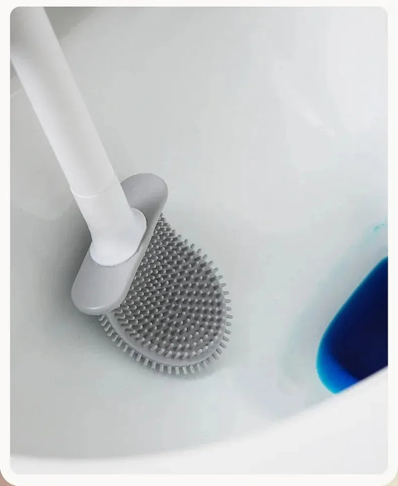 Wall-Mounted Soft TPR Toilet Brush with Removable Handle — Space-Saving