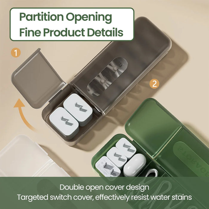 7-Compartment Cable Storage Box – Plastic Cord Organiser for Home & Travel