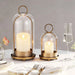 Vintage Brass Metal Candle Holder Set with Glass Domes