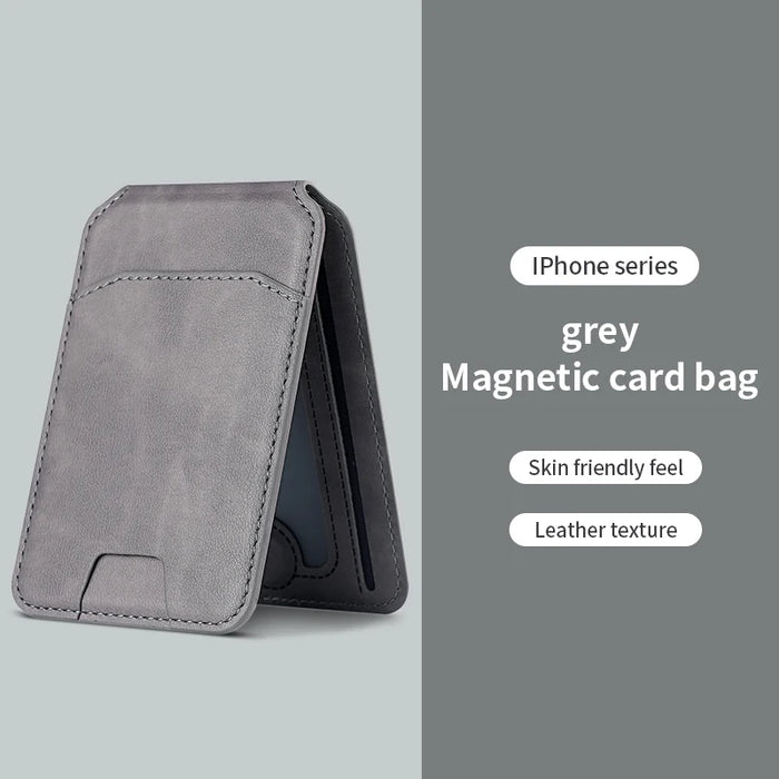 Magnetic PU Leather Wallet Phone Case — MagSafe Compatible with Card Pocket & Stand