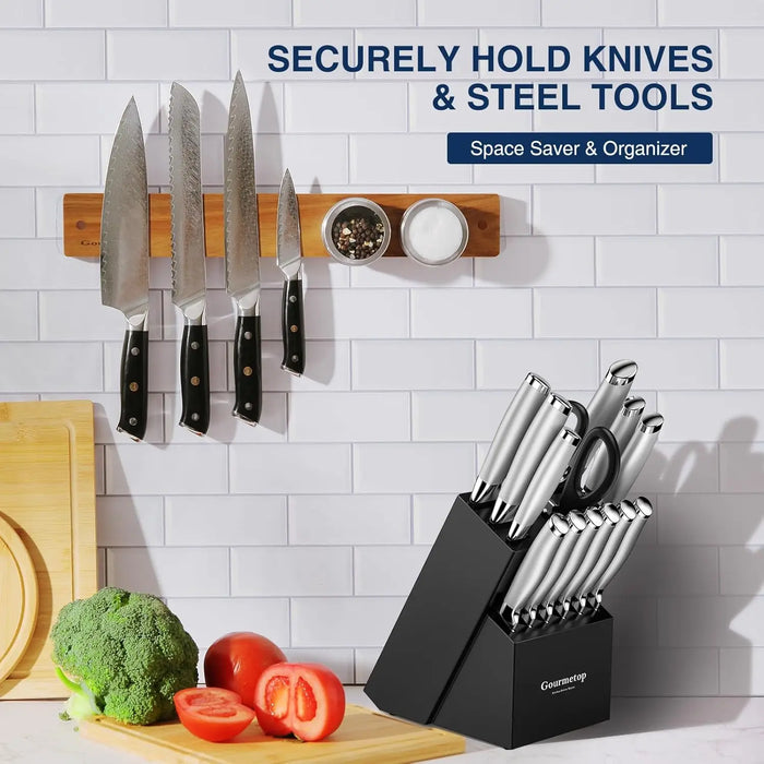 16in Acacia Magnetic Knife Holder — Neodymium Block Magnet