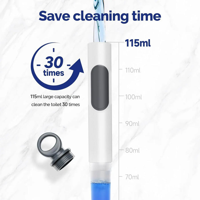 Wall‑Mounted Refillable Spray Toilet Brush — 40cm Handle, TPR Silicone, White