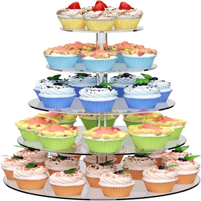Clear Acrylic Round Cupcake Stand — 3/4/5 Tier Dessert Display for Wedding, Birthday & Christmas