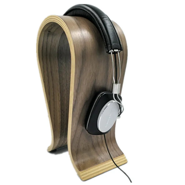 2025 Walnut U-Shape Wooden Headphone Stand – Desktop Hanger
