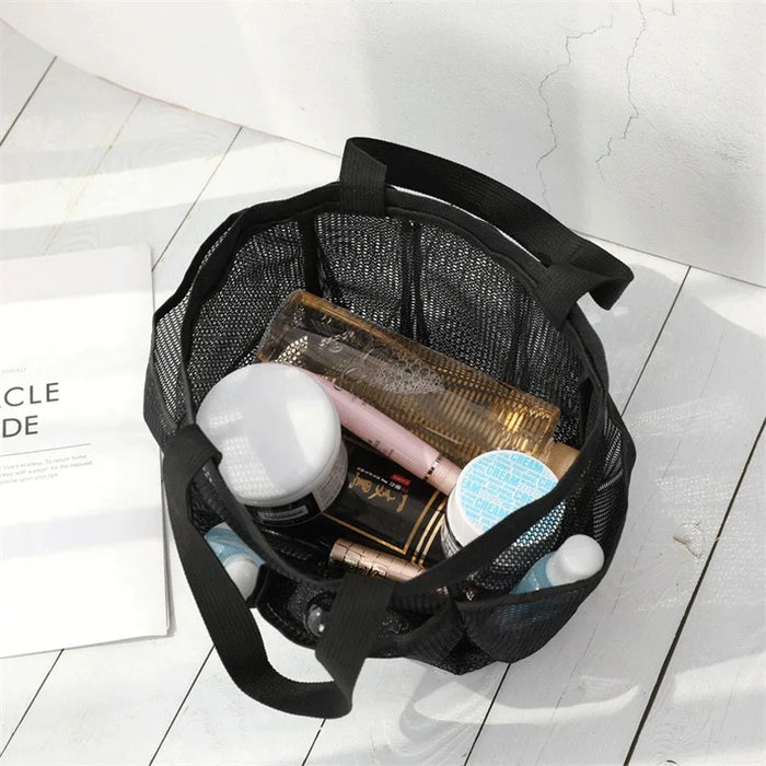 Quick-Dry Mesh Shower Caddy Tote – Beach & Travel Wash Bag (8 Pockets)
