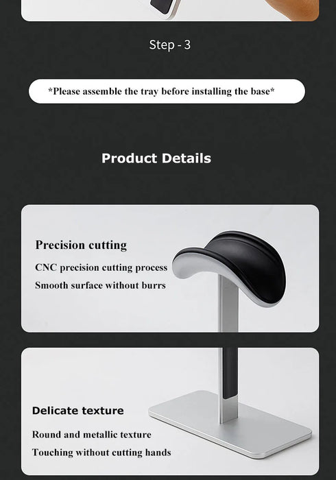 Aluminium Headphone Stand for AirPods Max — Detachable, Auto‑sleep, Anti‑slip Pad