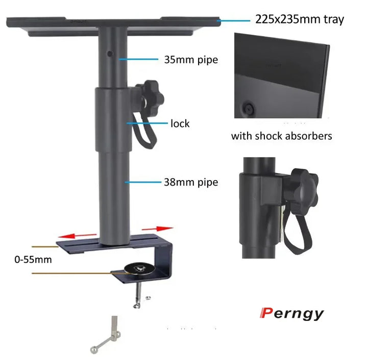 XP-07 Universal Height-Adjustable Speaker Stands (Pair) — 260–360mm, 360° Rotating Clamp Mount