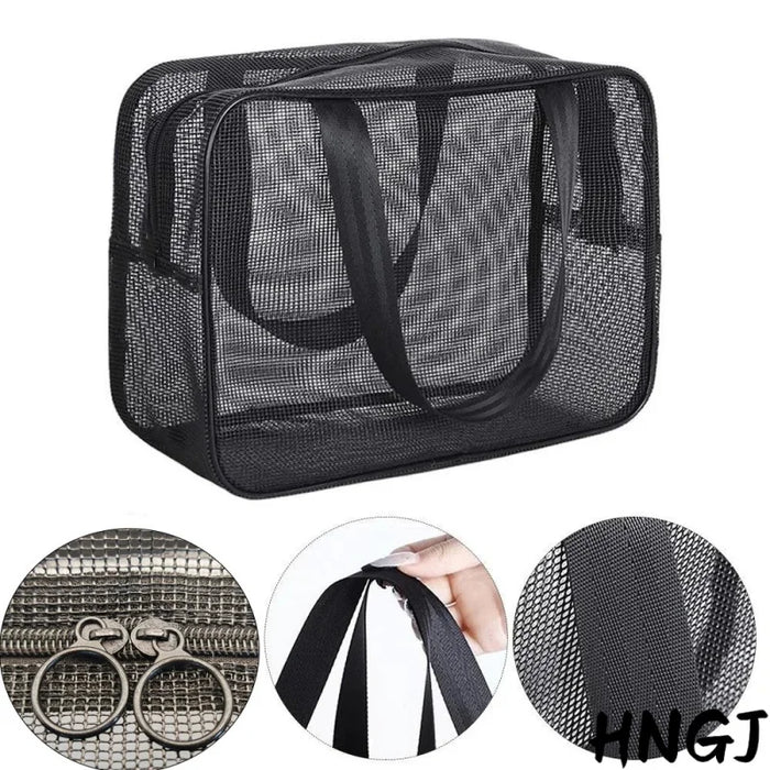 Dual‑Zip Mesh Toiletries Bag — Shower Caddy, Large Capacity (S & M)