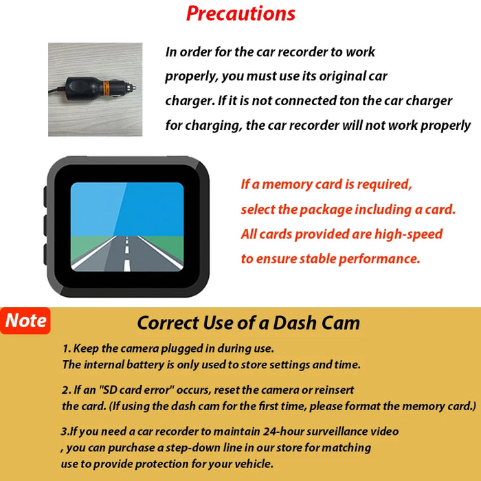 Dash Cam 1080p Full HD with IR Night Vision, 2-inch IPS Screen — 2- or 3-Camera DVR