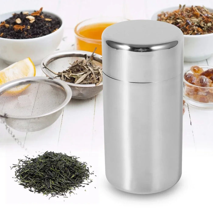 Stainless Steel Tea Canister – 400ml or 550ml with Tight-Fitting Sliding Lid