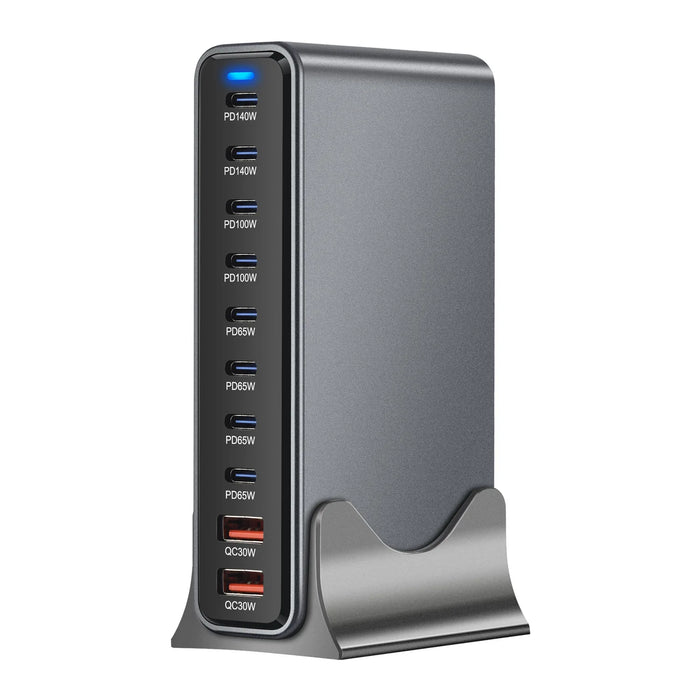 800W GaN 10-Port Desktop Charger — PD 140W Fast Charge for iPhone, iPad, MacBook