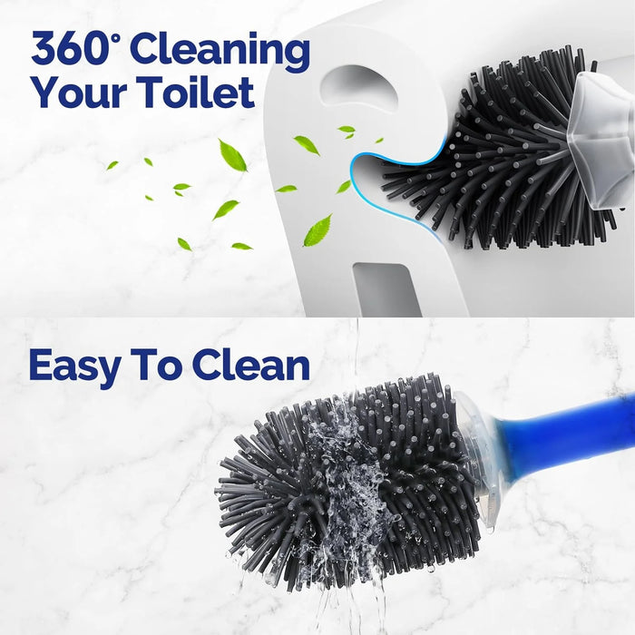 Wall‑Mounted Refillable Spray Toilet Brush — 40cm Handle, TPR Silicone, White