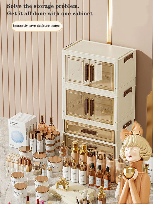 Foldable Transparent Drawer Cosmetic Organiser — Dustproof Multi‑Layer Makeup Storage