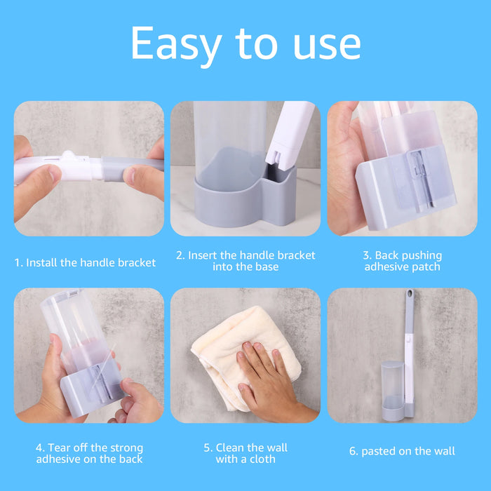 Disposable Toilet Brush Kit — Long Handle, Wall-mounted Holder, Replaceable Heads (24 / 72 pcs)