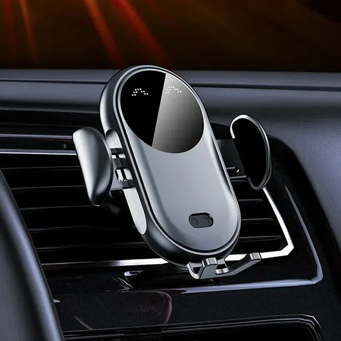 Car Wireless Charger & Phone Holder — Auto Infrared Clamps, 5–30W Fast Charge, 360° Rotate