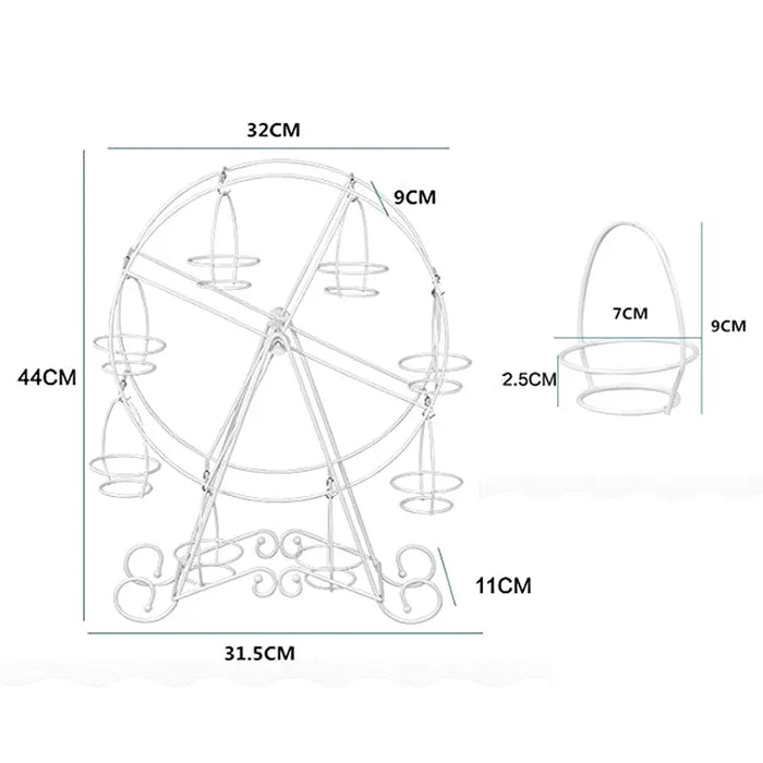 Metal Ferris Wheel Cupcake Stand — 8-Cup Display for Weddings & Parties