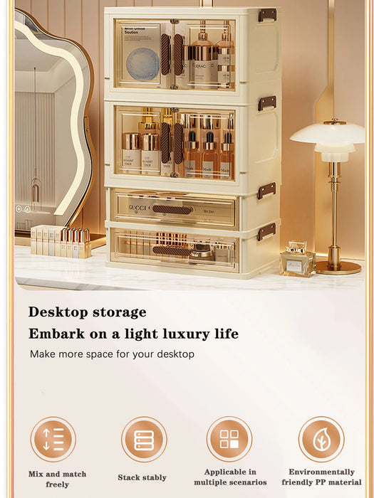 Foldable Transparent Drawer Cosmetic Organiser — Dustproof Multi‑Layer Makeup Storage