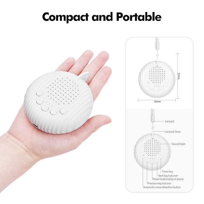 White Noise Machine — 10/12 Sounds, USB Rechargeable Portable Sleep Aid for Babies & Adults