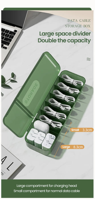 7-Compartment Cable Storage Box – Plastic Cord Organiser for Home & Travel