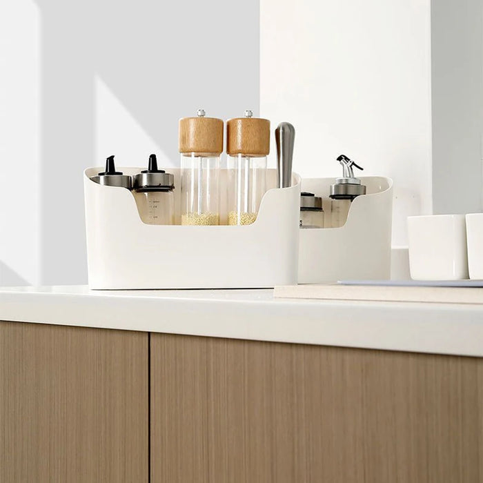 Adhesive Wall-Mounted Storage Rack – 2-Piece White Kitchen & Bathroom Organiser
