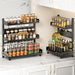3-Tier Carbon Steel Kitchen Storage Rack for Spices & Utensils
