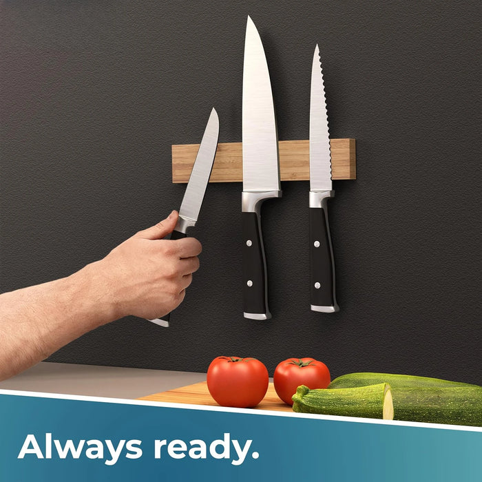 16in Acacia Magnetic Knife Holder — Neodymium Block Magnet
