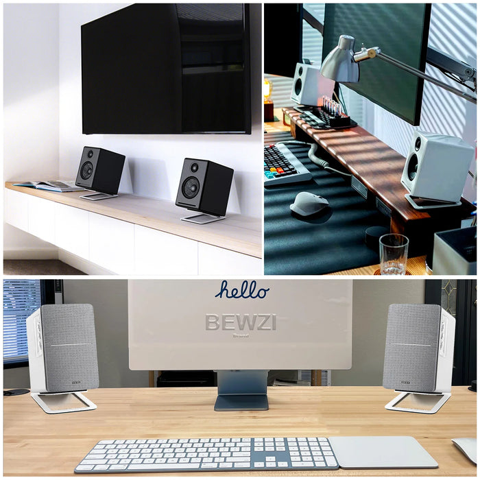 Desktop Speaker Stands — Carbon Steel 2‑Pack for Improved Stereo Sound & Shock Absorption