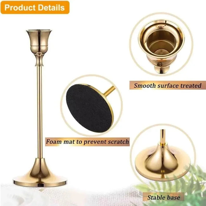 Vintage Elegant Tabletop Candle Holders – Metal & Aluminium, Single or 3‑Piece Sets