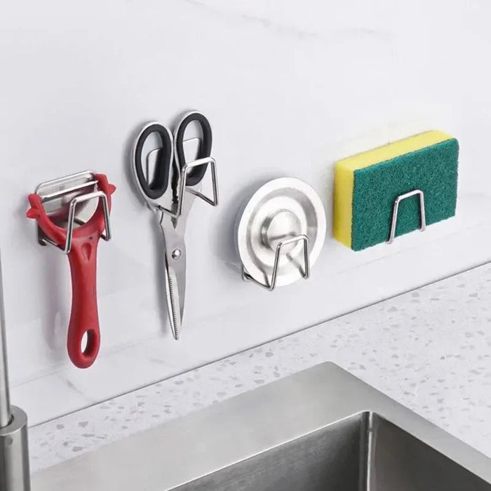 Stainless Steel Non-Perforated Kitchen Rack — Wall-Mounted Pot Lid & Cutting Board Holder