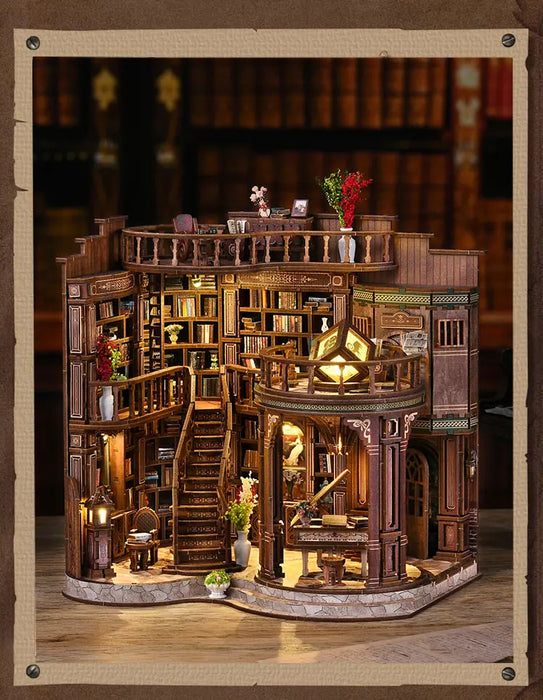 Retro Dreamy 3D Wooden Miniature House Kit — DIY Bookshelf Insert
