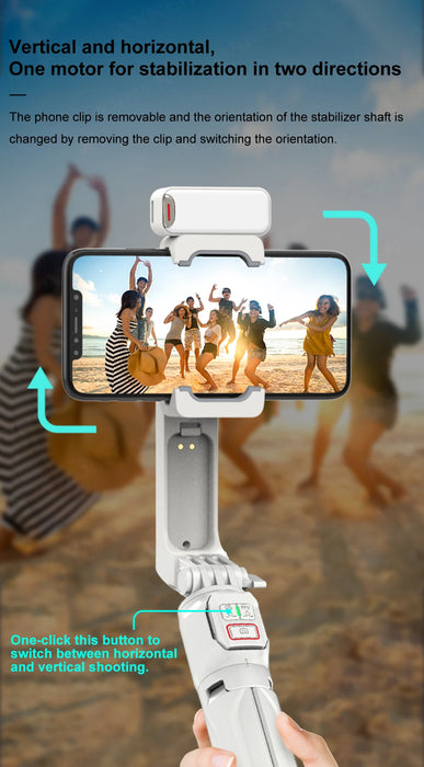 A10 Handheld Smartphone Gimbal with Fill Light, Extension Rod & Remote — for iPhone & Samsung