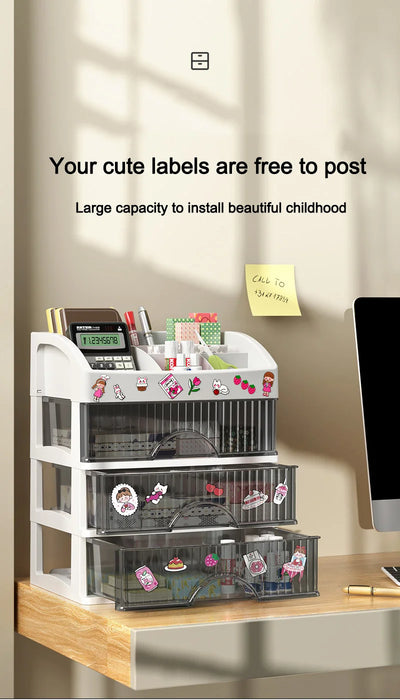 PP 5-Layer Drawer Makeup Storage Box – Multi-layer Cosmetic Organiser (White / Pink)